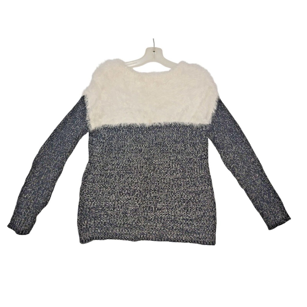 Two by Vince Camuto Womens Marled‎ Black White Colorblock Eyelash Sweater XS